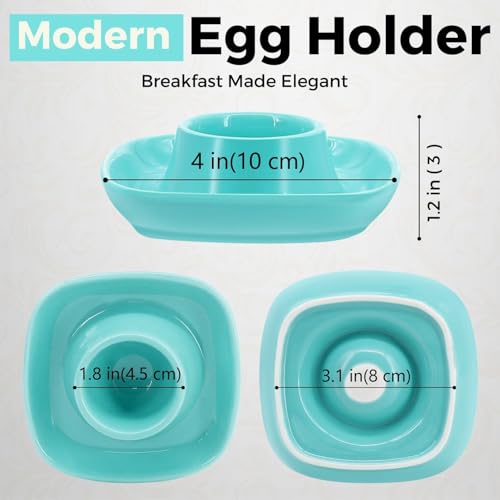 Soft Boiled Egg Cups (4 Pack / Square Style, Blue)