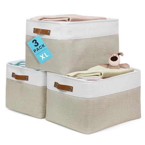 16x12.5in Storage Baskets (Beige / Off-White / Extra Large - 3pc)