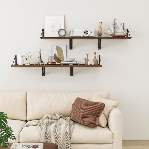 16W x 12D Deep Floating Shelves Set of 3 Rustic Brown (Rustic Brown With Black Metal Bracket / 16wx12dx5.8h)
