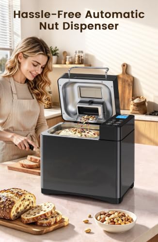 Premium 2.2LB Convection Bread Maker Dual Heaters (Black Stainless Steel)