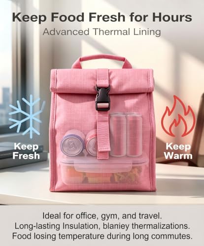 Insulated Foldable Lunch Bag (Pink(Hard Fabric))