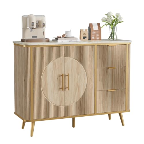 47.3" Modern Buffet Cabinet with Storage (Natural Oak-3draws)