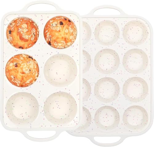 Silicone Muffin Pan with Metal Reinforced Frame (Standard 1p+Jumbo 1p)