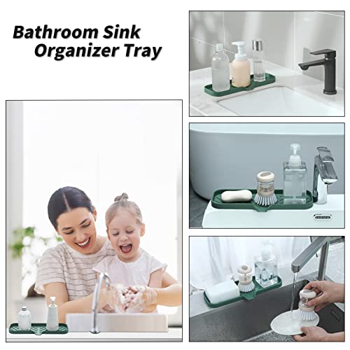 Silicone Soap Dish with Drain Spout (Green / L(12"×4"))