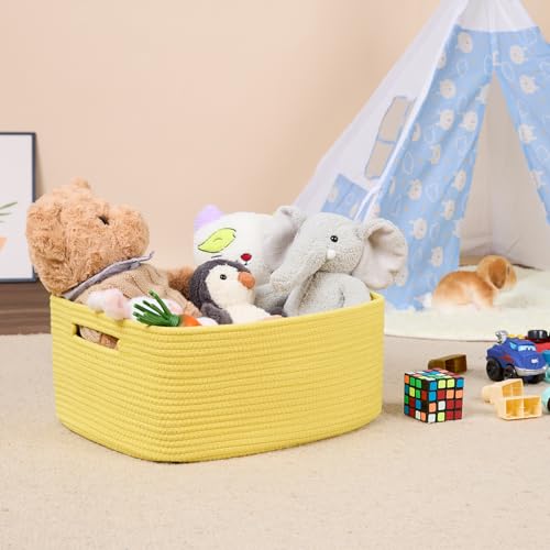 Large Storage Baskets for Shelves (3pcs-L17×W13×H7.5" / Yellow)