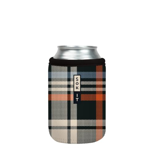 CanSok Sleeve for Beer & Soda Insulated Neoprene Cover (Fall Flannel / 12oz Can Sleeve)