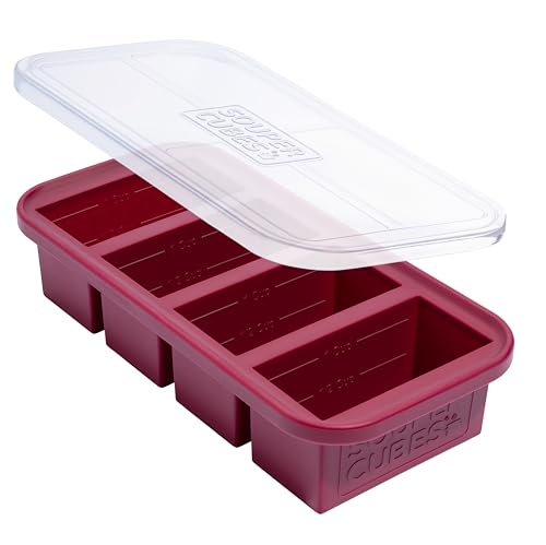 1 Cup Silicone Freezer Tray with Lid (Cranberry / 1-Pack)