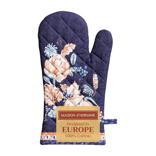 Maison d'Hermine Oven Gloves 100% Cotton Oven Mitt (072 - Pumpkin Blues / 7.5" x 13" (Oven Mitt))