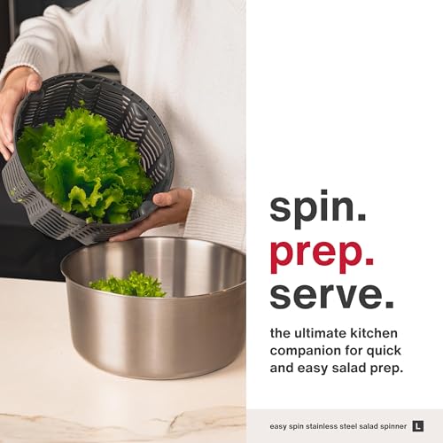 Easy Spin Salad Spinner (Stainless Steel / Large)
