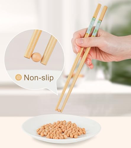 10Pairs Bamboo Chopstick Reusable Wooden Chop Sticks Washable Chinese Style 9.5Inch (Style 2 - 10 Pairs - 9.5 inches)
