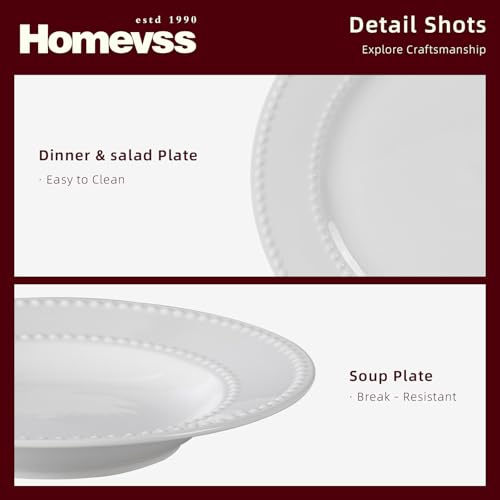 HomeVss New Bone China Dinnerware Set (Pearl / Service for 4 - 20pc Set)