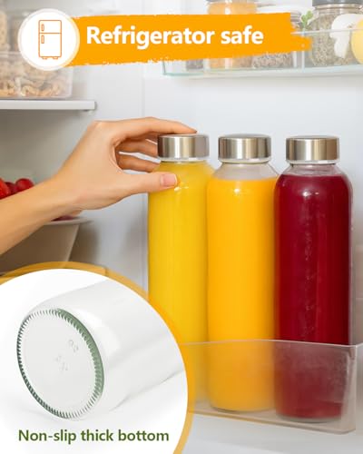 Clear Glass Water Bottles with Stainless Steel Lids 32 oz