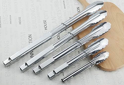 Stainless Steel Serving Tongs Metal Cooking Tongs (9")