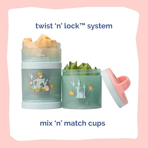 Cinderella) DiSNEY PRINCESS Whiskware Stackable Snack Pack - 3 Jar + Handle - Pink/Blue/Blue (Disney / Cinderella)
