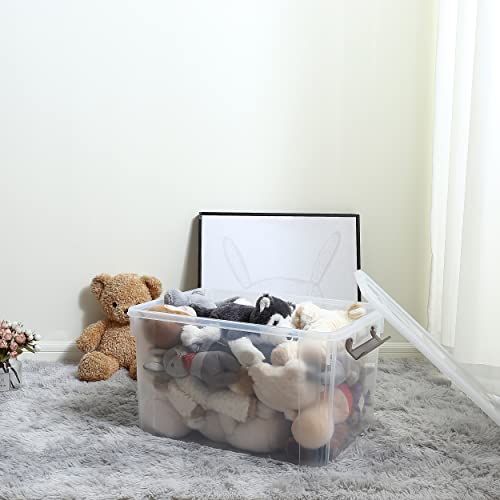8 Pack 58.1 QT Clear Plastic Storage Bins with Latching Lids (Clear White / 8 PCS-58.1 QT)