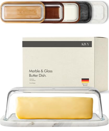 Butter Dish White Marble with airtight glass lid