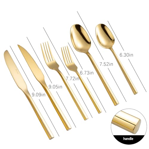 Gold Silverware Set with Steak Knives (Polished Gold with Steak Knives)