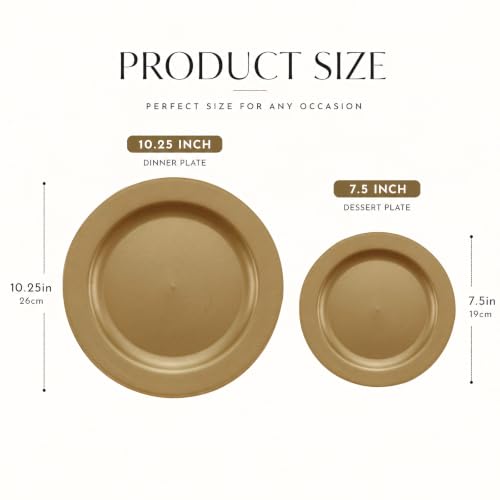 102 Pcs Solid Dark Gold Plastic Plates (Solid Gold / 102 Pcs)