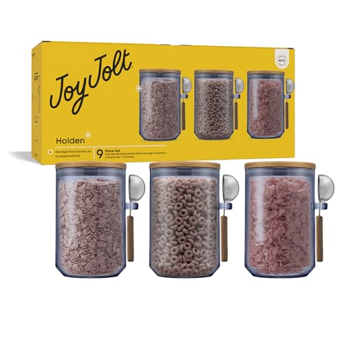 Holden 32oz Stackable Glass Storage Containers with Lids and Scoops (32 Ounce)