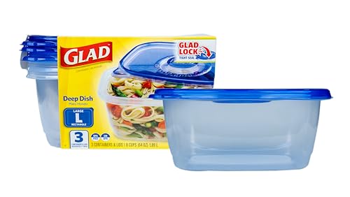 GladWare Deep Dish Food Storage Containers (Rectangle / 64 oz - 3 Count)