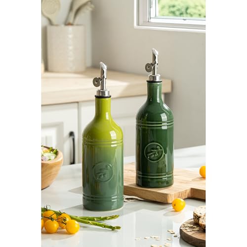Olive Oil Dispenser Bottle with Spout (Jade Green)