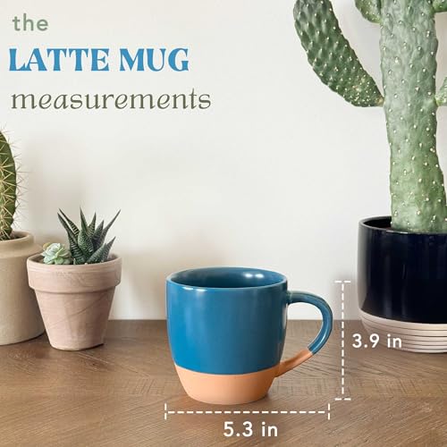 Ceramic Artisan Matte Large Latte Mug Set of 4 (Marina Colors)