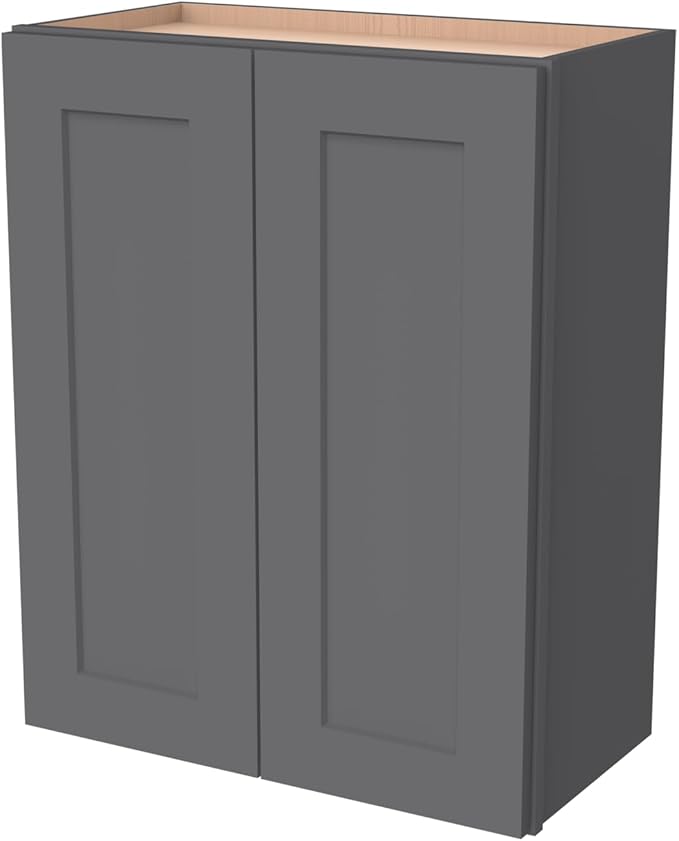 Wall-Mounted Cabinet – Solid Wood Shaker Style Medicine Cabinet with Adjustable Shelves & Soft-Close Doors for Bathroom, Kitchen, and Office Storage (Pebble Gray, 39" W x 12" D x 30" H)