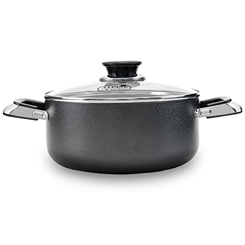 4 Quart Non stick Stock Pot with Tempered Glass Lid and Carrying Handles (4-Quart Stock Pot / Standard Packaging)