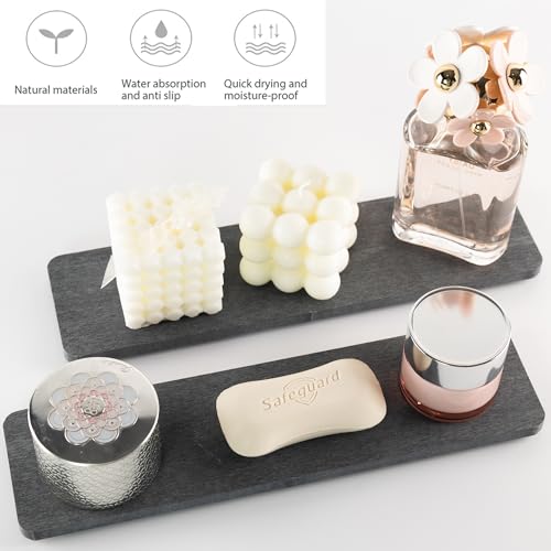2Pcs Stone Soap Trays Water Absorbing Diatomite Coaster (Dark Gray / 12" x 3.2")