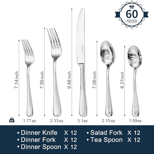 Silverware Set for 12 (60-Piece)