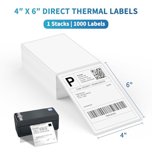 Fanfold 4 x 6 Direct Thermal Labels White Perforated Shipping Labels (White / 1 Stacks | 1000 Labels)