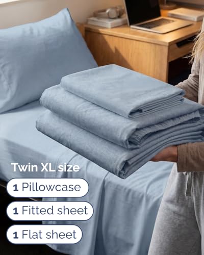 Twin XL 3 Piece Sheet Set (39 - Heathered Blue / Twin XL)