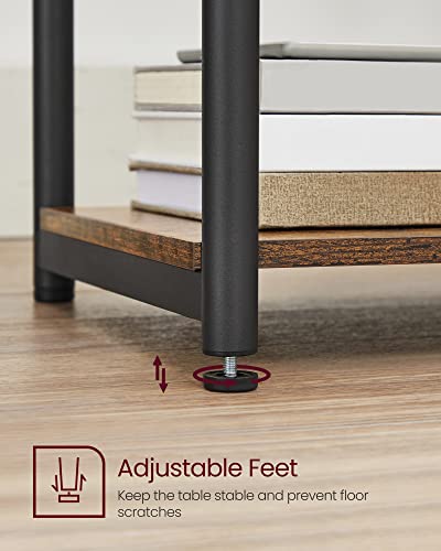 Side Table Small End Table (Rustic Brown + Ink Black)