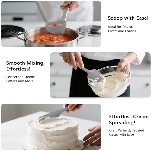 Silicone Kitchen Cooking Utensils Set (PureGray)