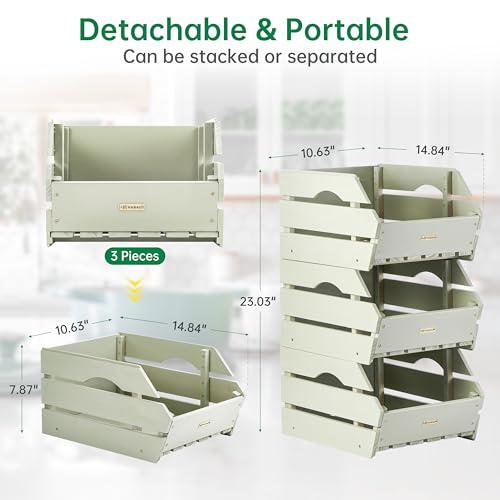Wood Potato Onion Storage Bins (Pebble Gray)