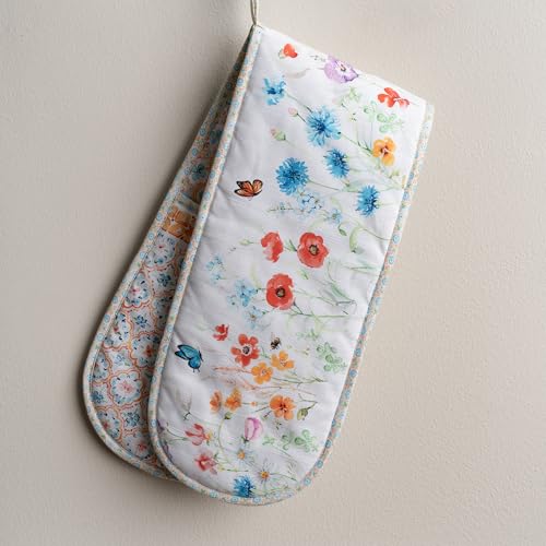 Double Oven Mitts 100% Cotton Double Oven Glove (039 - Summer Whisper / 7" x 35" (Double Oven Mitt))