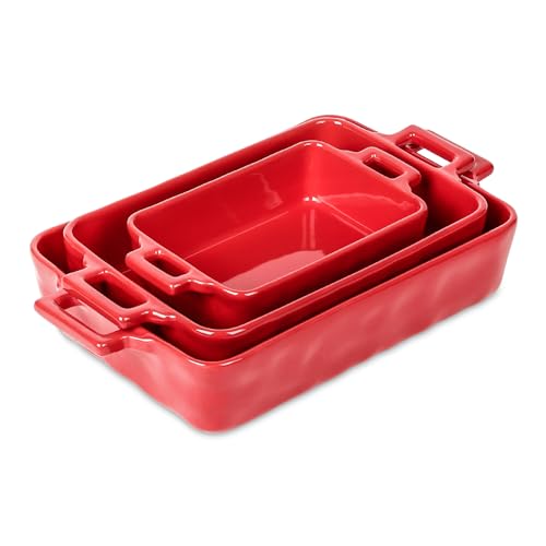 Ceramic Bakeware Set (Set of 3 / Red)