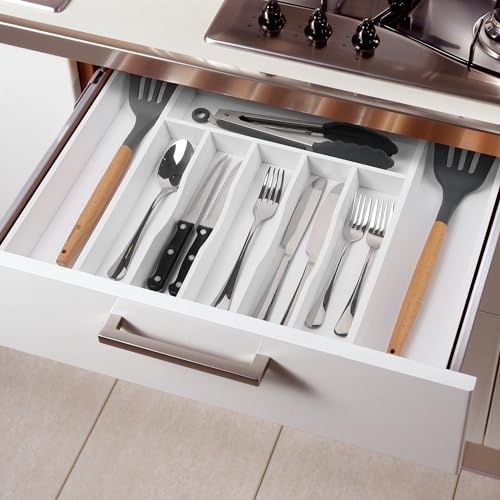 Large Premium Bamboo Silverware Organizer