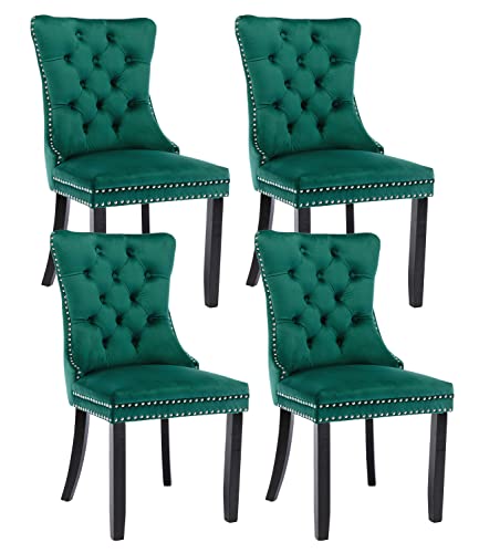 Green Velvet Dining Chairs Set of 4 (Green)