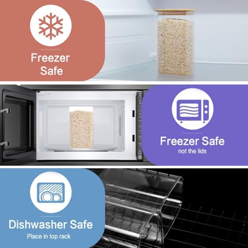 3 Pack Square Glass Pantry Storage Containers with 132 Kitchen Food Pantry Labels