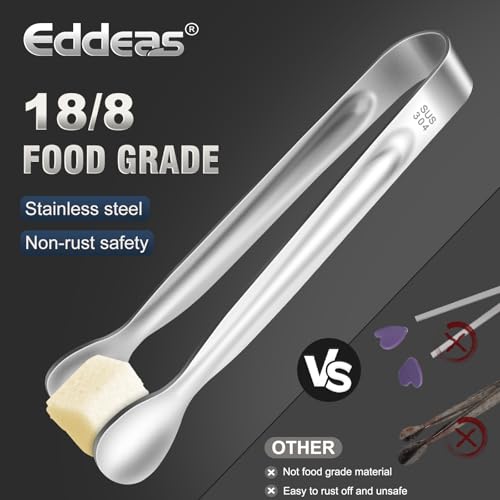 12PCS Ice Tongs Mini Sugar Tong (4+6 inch / Silver 6Pcs)