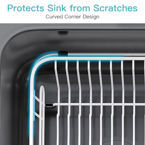 White Dish Drying Rack in Sink with Utensil Holder (White / For 10"-12"w Sink)