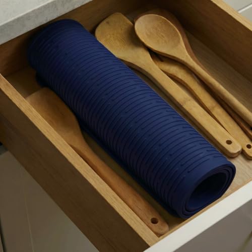 Silicone Dish Drying Mat for Multiple Usage (Navy Blue / 36"L x 18"W)