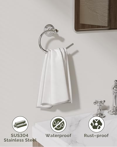 Chrome Towel Ring Wall Mounted for Bathroom (Chrome)