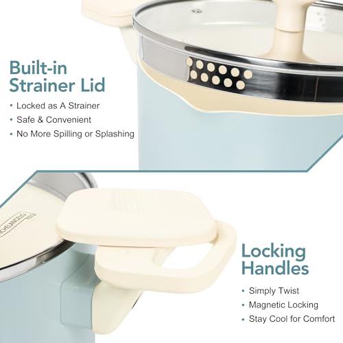 6 Qt Ceramic Nonstick Pasta Pot with Strainer Lid