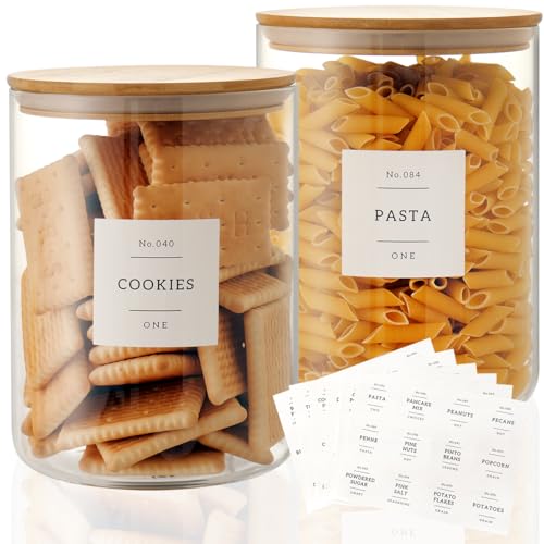 Set of 2 Large Glass Flour and Sugar Containers