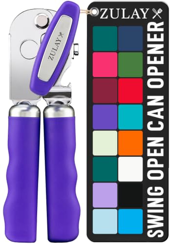 Stainless Steel Swing Open Manual Can Opener Comfortable Grip (Grape / Swing Open)
