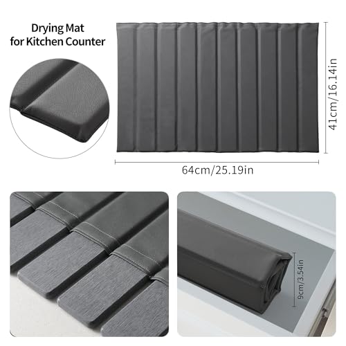 Stone Drying Mat for Kitchen Counter (Dark Gray / 24.8" x 15.7")