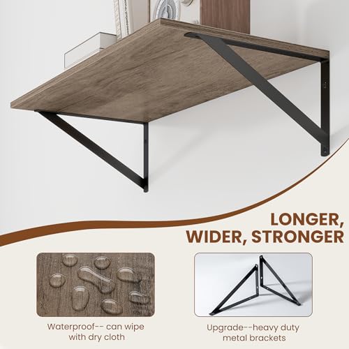 24W x 12D Deep Floating Shelves Set of 2 Grey (Grey With Black Metal Bracket / 24Wx12Dx5.8H)