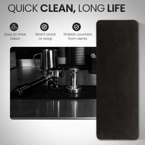 Premium Black Espresso Tamping Mat 8.75" x 3"